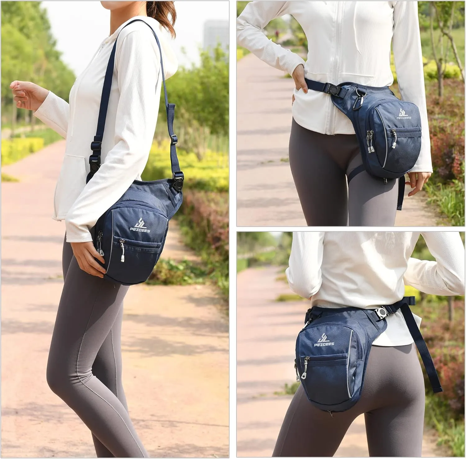 Peicees Leg Bag for Men Fanny Packs Women Men Outdoor Thigh Bags Motorcycle Ride Crossbody Backpack
