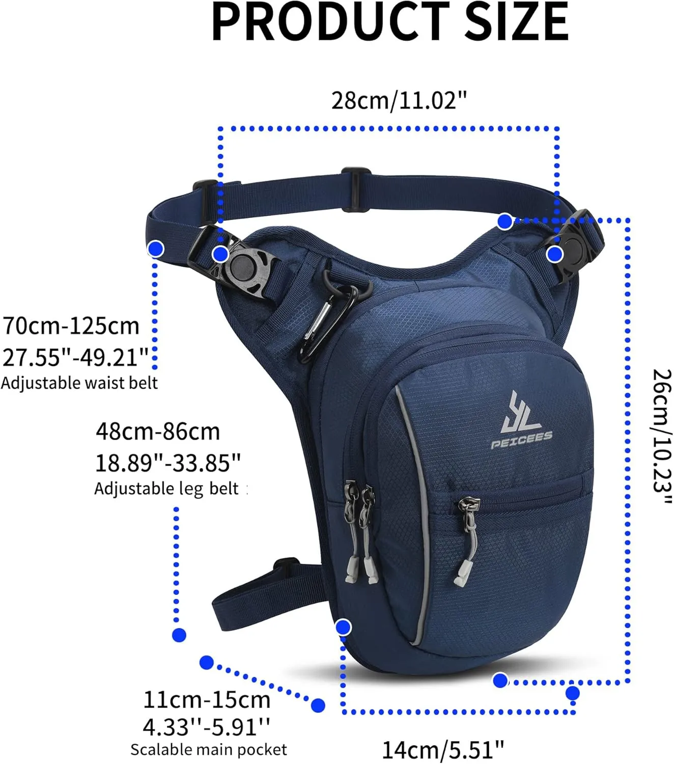Peicees Leg Bag for Men Fanny Packs Women Men Outdoor Thigh Bags Motorcycle Ride Crossbody Backpack
