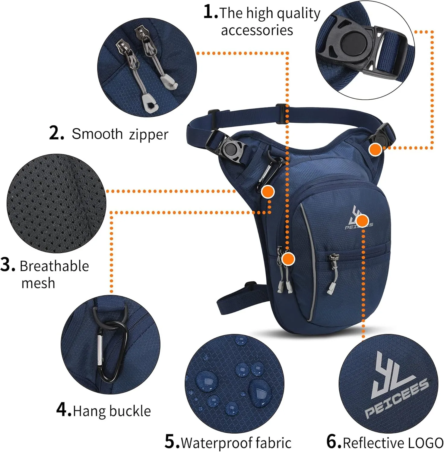 Peicees Leg Bag for Men Fanny Packs Women Men Outdoor Thigh Bags Motorcycle Ride Crossbody Backpack