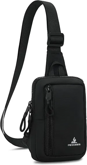 Peicees Small Crossbody Bag for Men Women Mini Sling Bag Travel Running Phone Daypack Cross Body Shoulder Bags, 2 Sizes