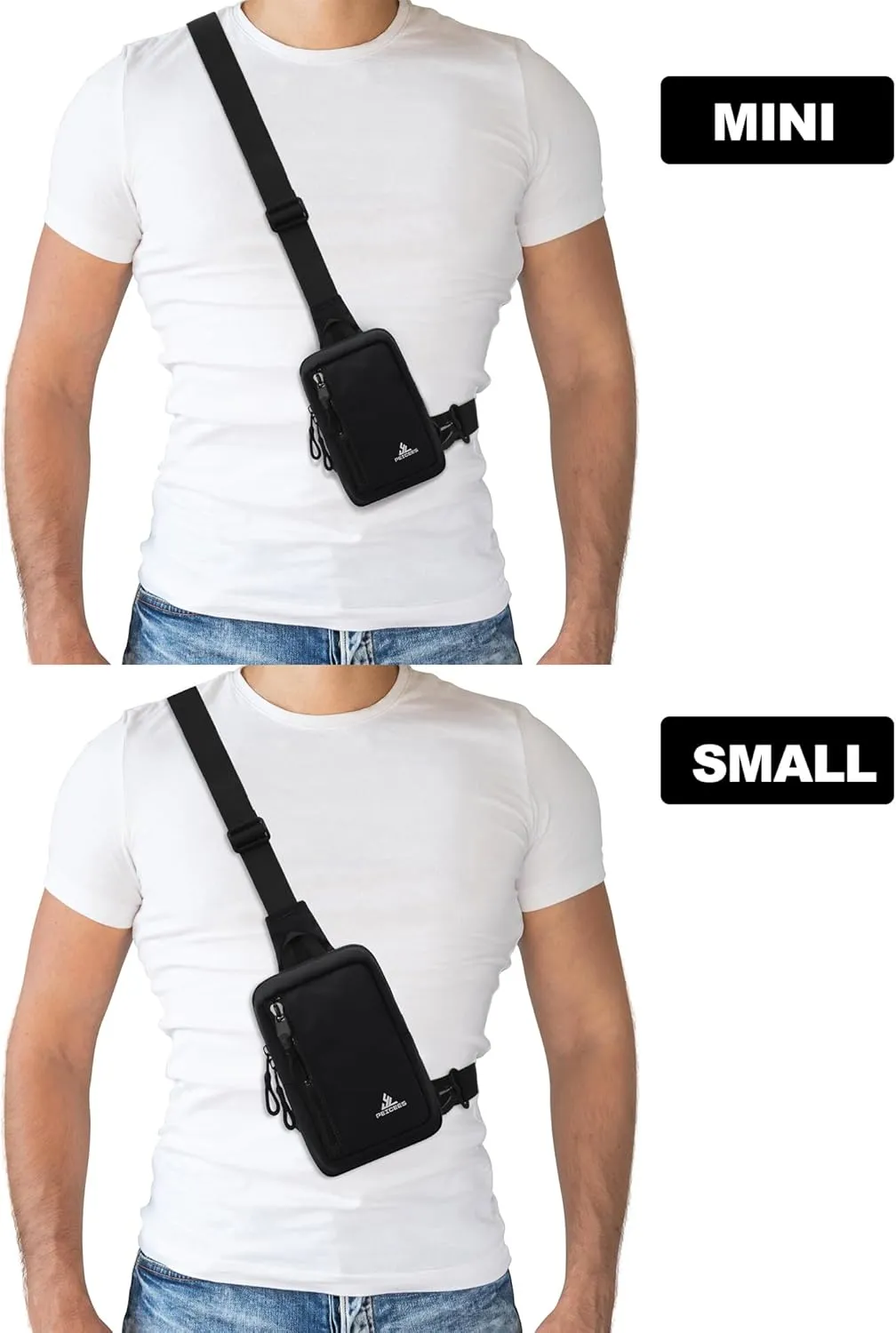 Peicees Small Crossbody Bag for Men Women Mini Sling Bag Travel Running Phone Daypack Cross Body Shoulder Bags, 2 Sizes