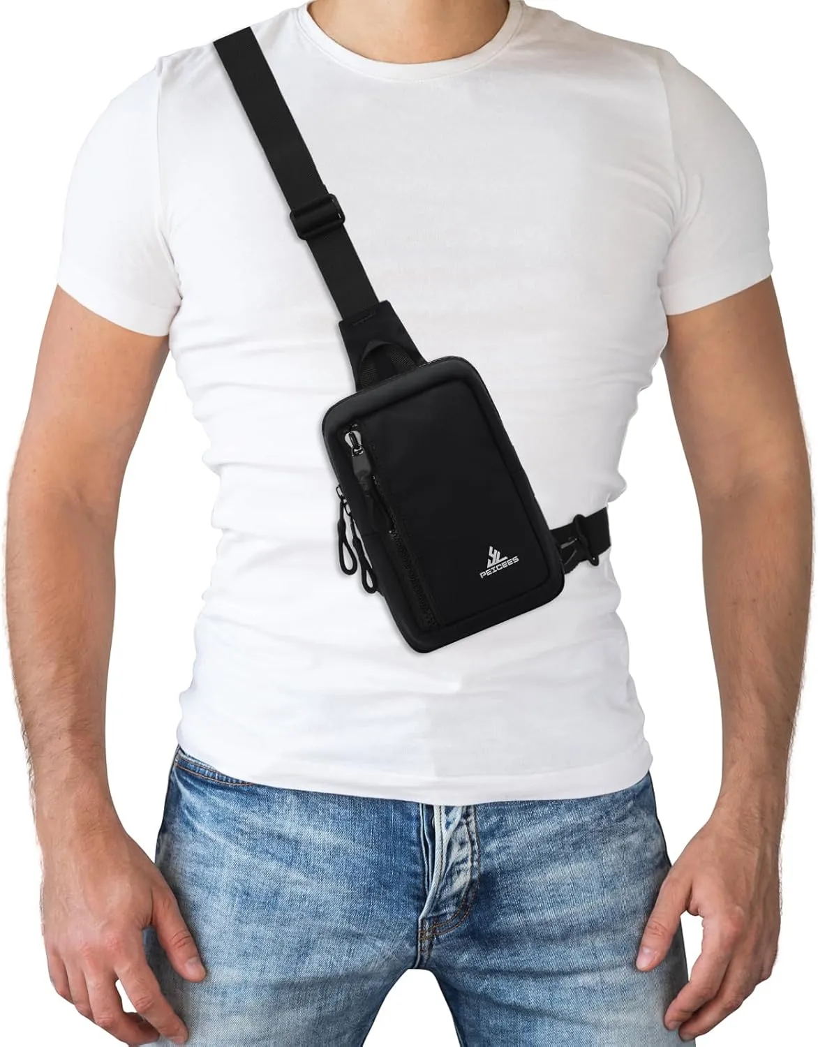 Peicees Small Crossbody Bag for Men Women Mini Sling Bag Travel Running Phone Daypack Cross Body Shoulder Bags, 2 Sizes