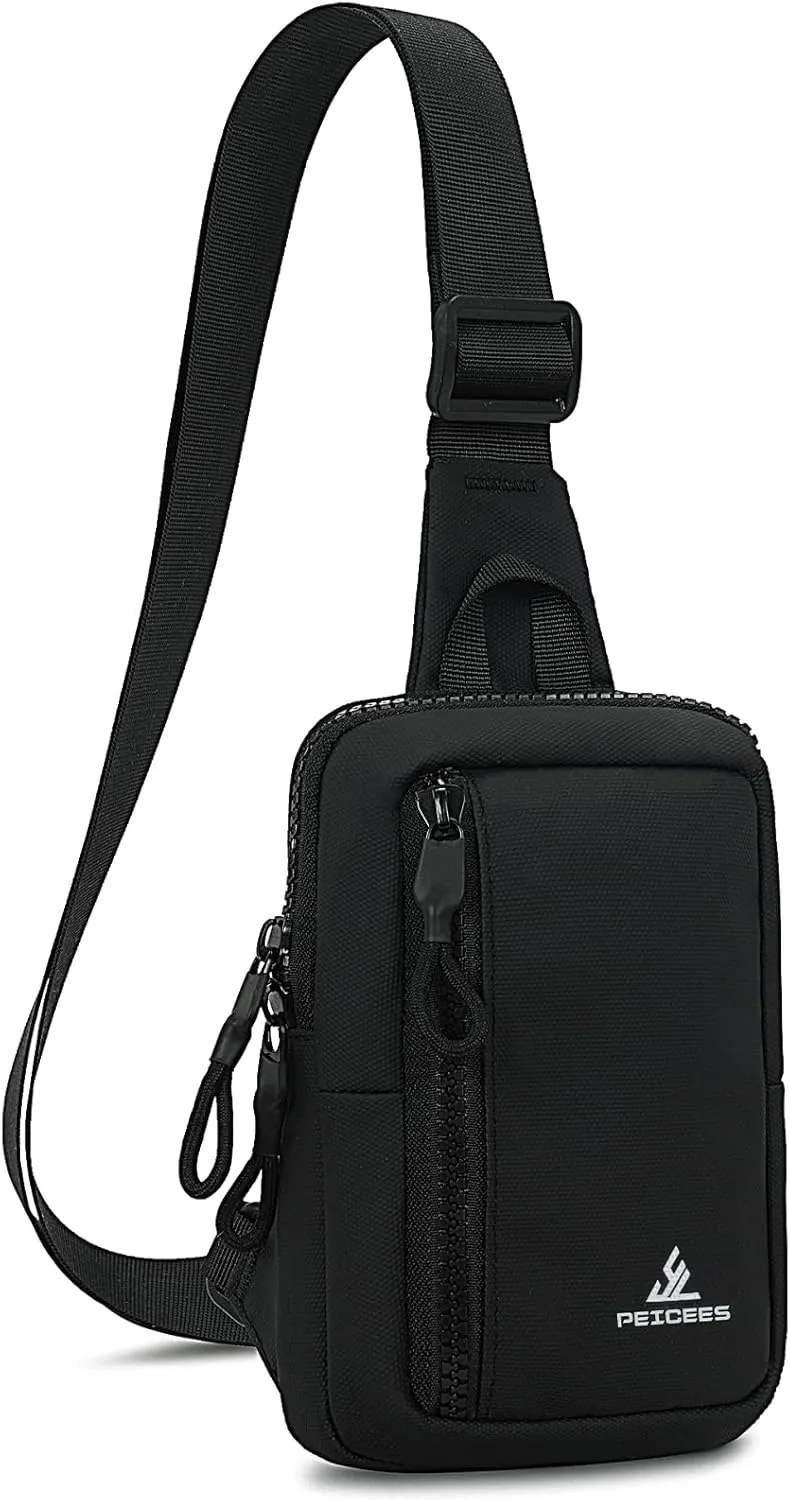 Peicees Small Crossbody Bag for Men Women Mini Sling Bag Travel Running Phone Daypack Cross Body Shoulder Bags, 2 Sizes
