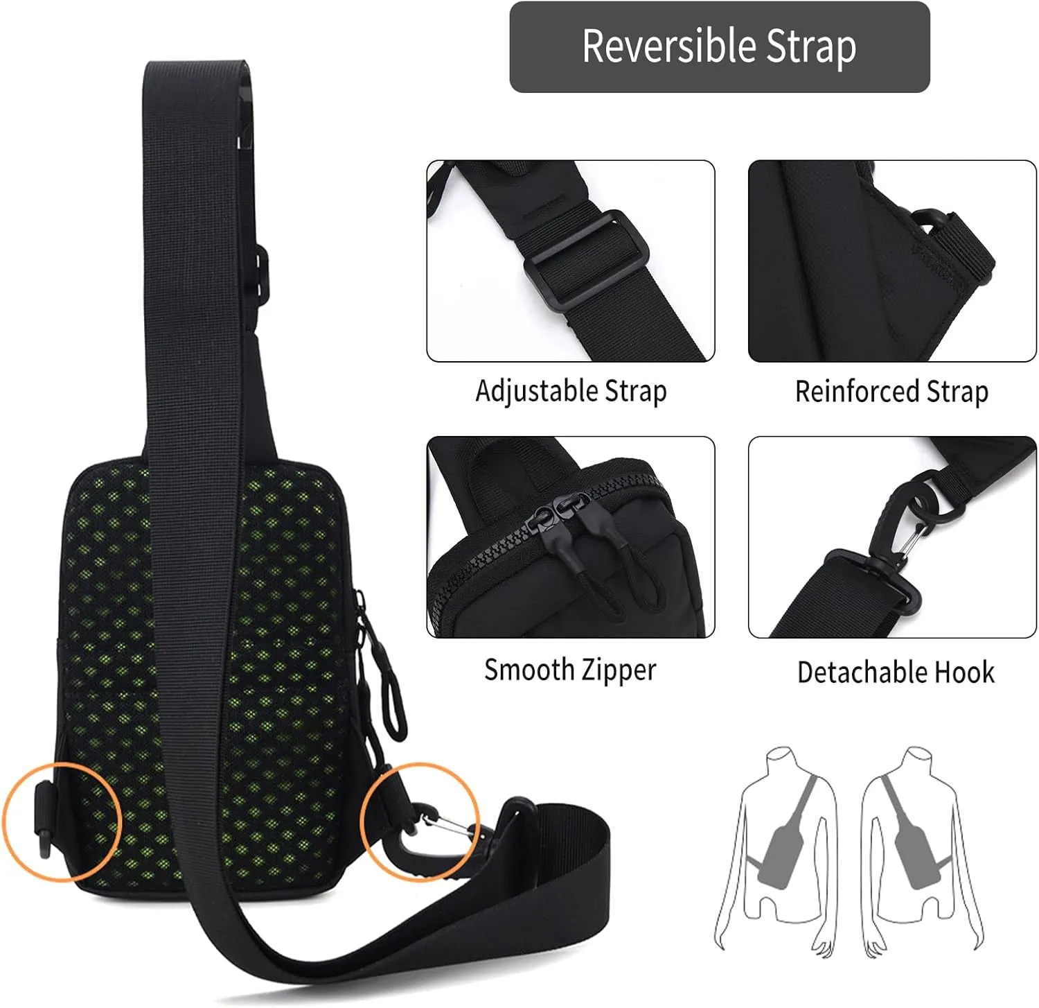 Peicees Small Crossbody Bag for Men Women Mini Sling Bag Travel Running Phone Daypack Cross Body Shoulder Bags, 2 Sizes