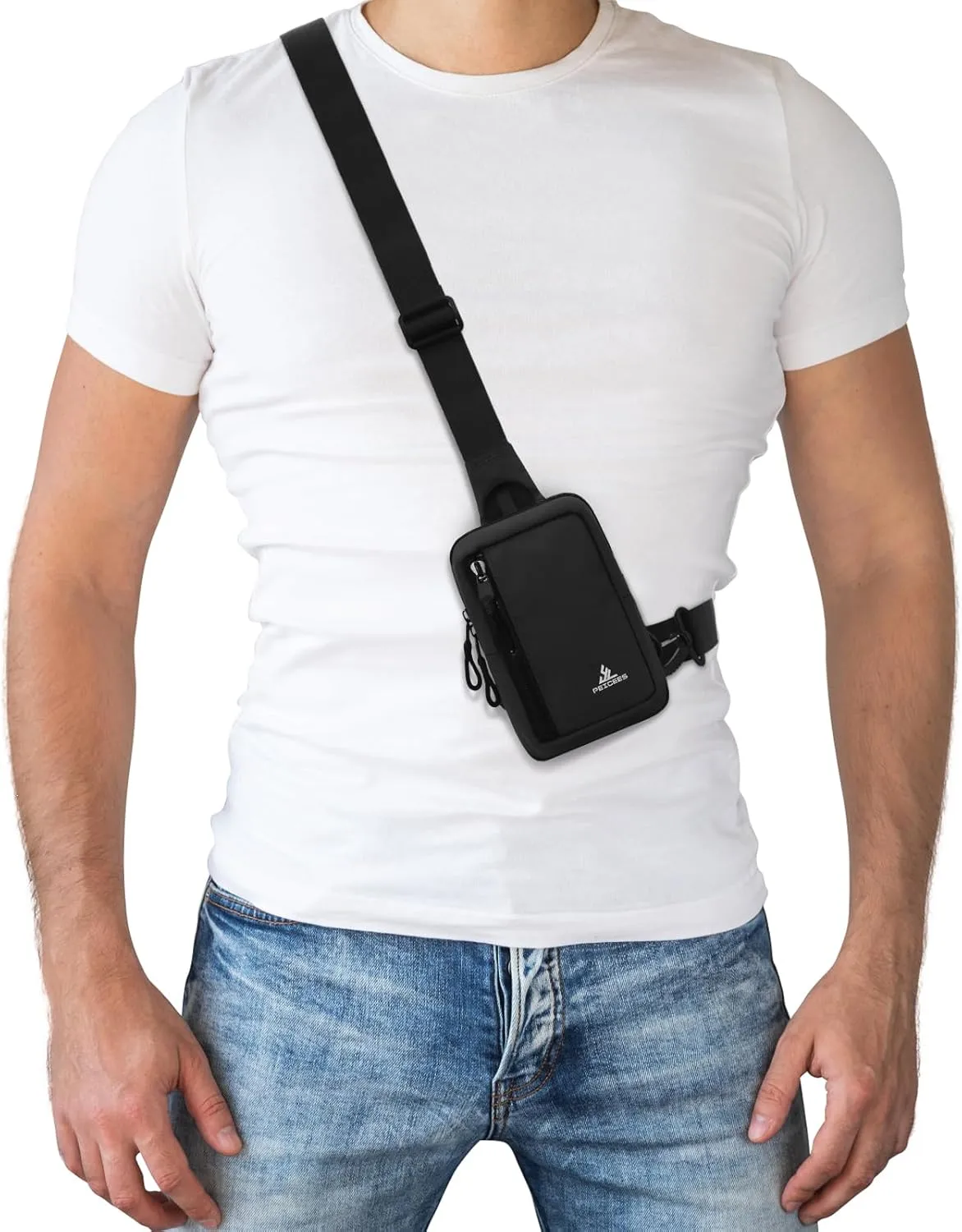 Peicees Small Crossbody Bag for Men Women Mini Sling Bag Travel Running Phone Daypack Cross Body Shoulder Bags with Keyholder