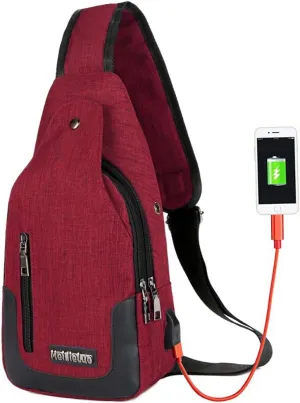 Peicees Travel Gym Bike Sling Bag Shoulder Backpack Daypack w/USB Charging Port