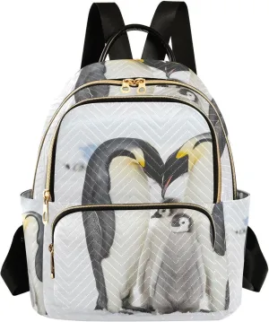 Penguin Family Backpack for Women Fashion Anti-theft Backpack Purse Casual Travel Shoulder Bag Small Medium Daypack