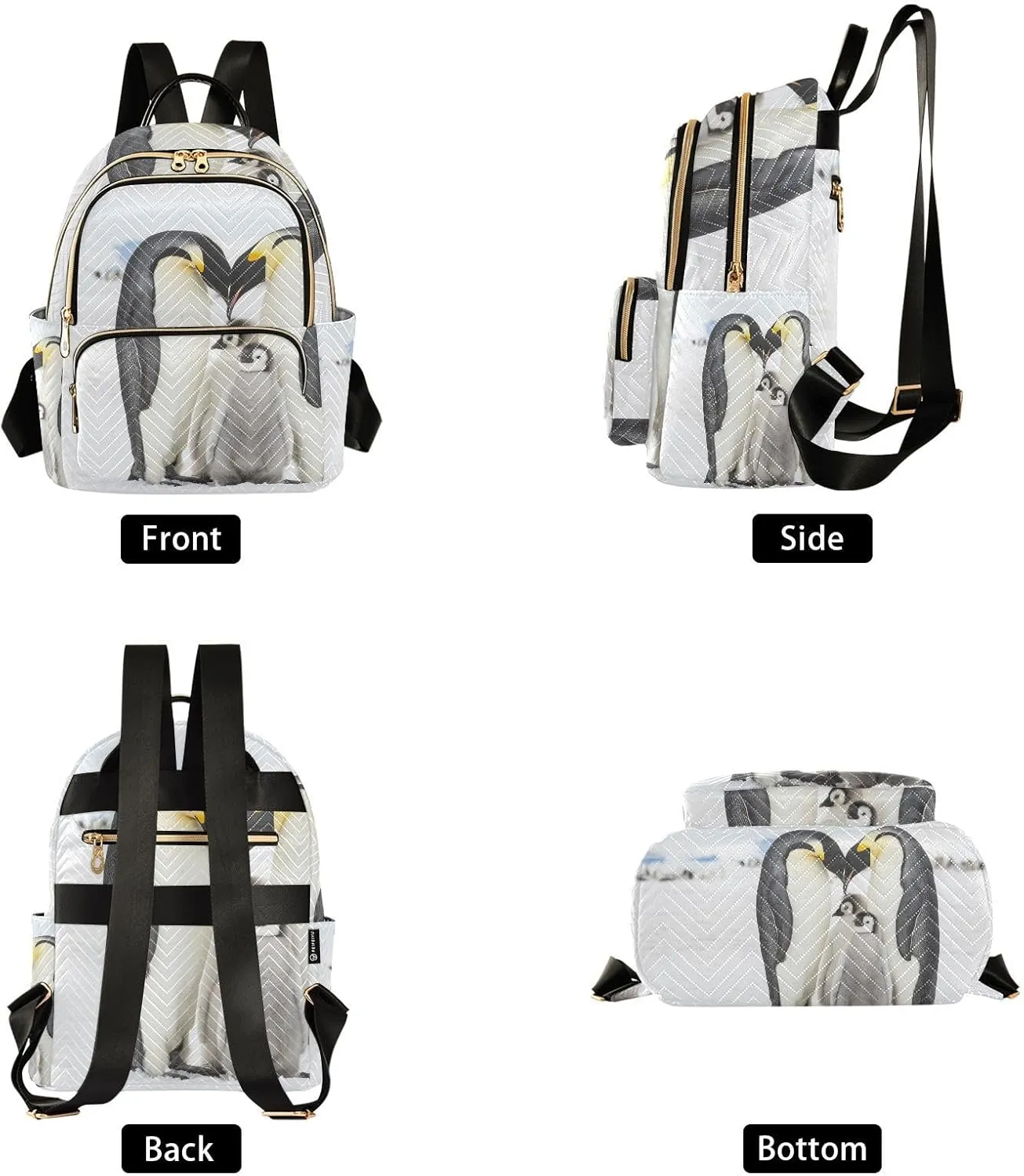 Penguin Family Backpack for Women Fashion Anti-theft Backpack Purse Casual Travel Shoulder Bag Small Medium Daypack