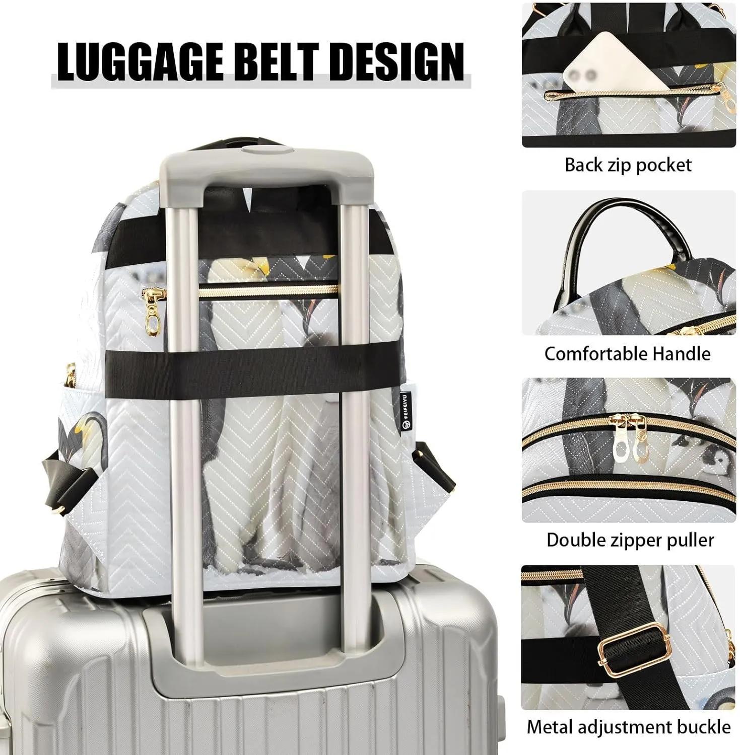Penguin Family Backpack for Women Fashion Anti-theft Backpack Purse Casual Travel Shoulder Bag Small Medium Daypack
