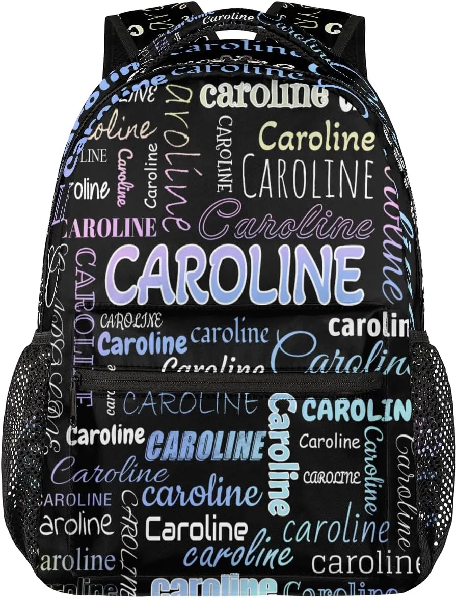 Personalized Backpack Bag with Name Lightweight Custom Shoulder Bags Waterproof Casual Backpacks Laptop Bag for Travel Work Picnic 16in, Colorful Blue