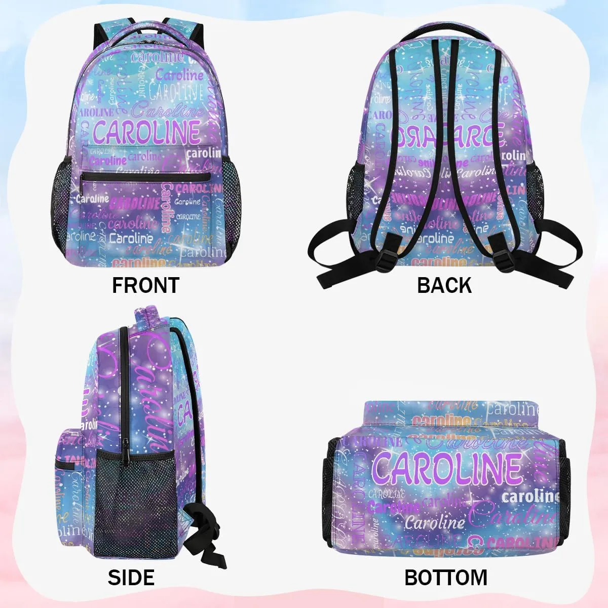 Personalized Backpack Bag with Name Lightweight Custom Shoulder Bags Waterproof Casual Backpacks Laptop Bag for Travel Work Picnic 16in, Cosmos Blue