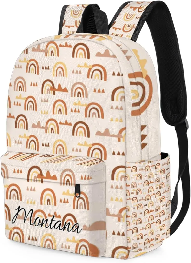 personalized Kids Backpack for Girls Rainbow Backpack Cute Bookbag Elementary School Backpack Travel Bag