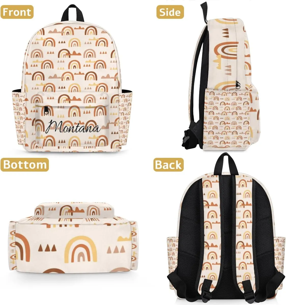 personalized Kids Backpack for Girls Rainbow Backpack Cute Bookbag Elementary School Backpack Travel Bag