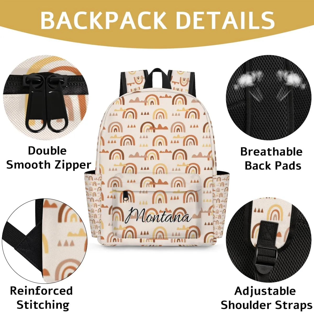 personalized Kids Backpack for Girls Rainbow Backpack Cute Bookbag Elementary School Backpack Travel Bag
