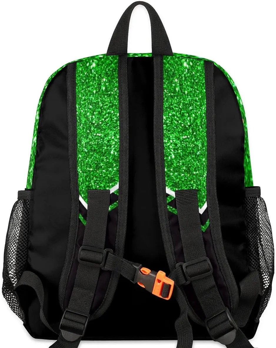 Personalized Kids Cheer Backpack for Girls Boy Cheerleader School Backpack Nursery Bookbag Travel Lightweight Custom School Bag Green Glitter
