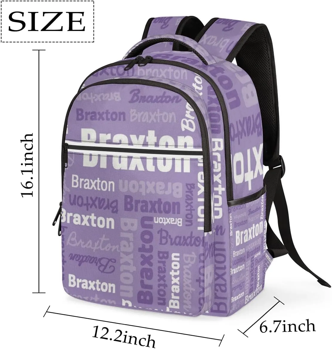 Personalized Laptop Backpacks with Name Large Customized Shoulder Bag Gifts for Women Men Waterproof Travel Casual Backpack, Purple White