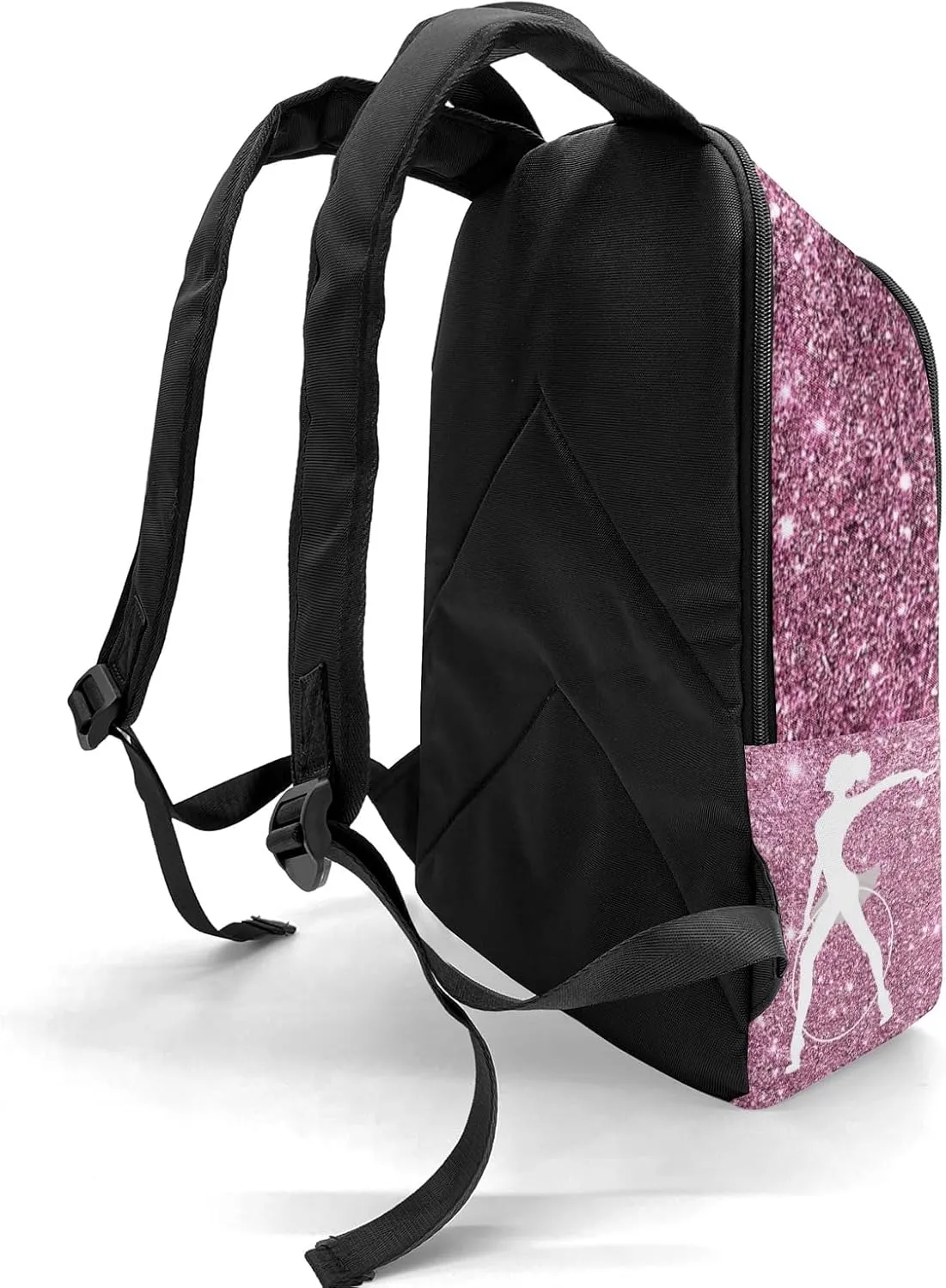 Personalized Name Abstracte Glitter Inbakerdoek Rhythmic Gymnastics Backpack Unisex Bookbag for Boy Girl Travel Daypack Bag Purse 17.7 IN
