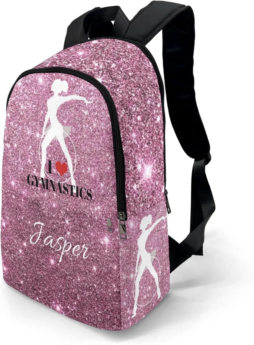 Personalized Name Abstracte Glitter Inbakerdoek Rhythmic Gymnastics Backpack Unisex Bookbag for Boy Girl Travel Daypack Bag Purse 17.7 IN