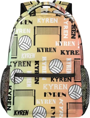 Personalized Name Volleyball Backpack, Custom Sports Bag Backpack for Men Women, Laptop Daypack for Travel Camping Hiking, Colorful