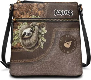 Personalized Purse for Women Custom Leather Crossbody Bag with Name Customized Hobo Bag with Zipper