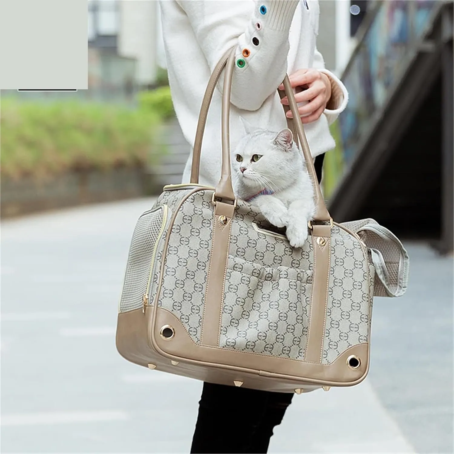 Pet Handbag Cat Shoulder Bag Suitable for Small Dogs and Cats Fashion Pet Outdoor Bag TLX6971(Pink,Medium)