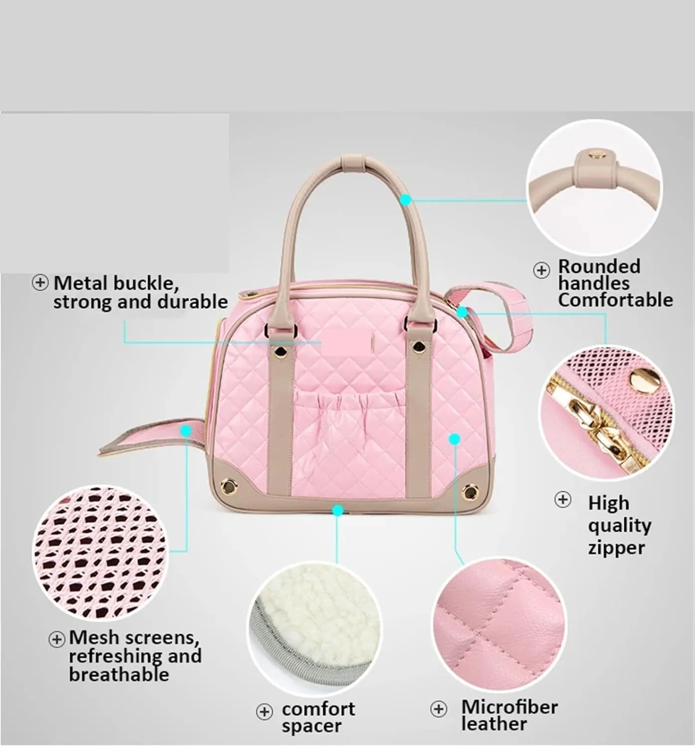 Pet Handbag Cat Shoulder Bag Suitable for Small Dogs and Cats Fashion Pet Outdoor Bag TLX6971(Pink,Medium)
