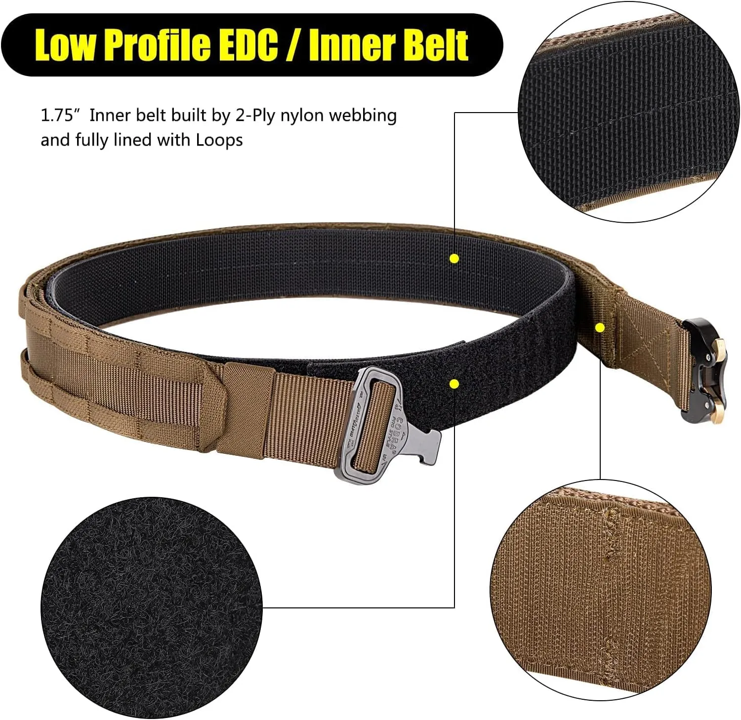 PETAC GEAR Tactical Battle Belt with Cobra Buckle | Heavy Duty Rigger Gun Belts |1.75" Inner Outer Molle Belt.
