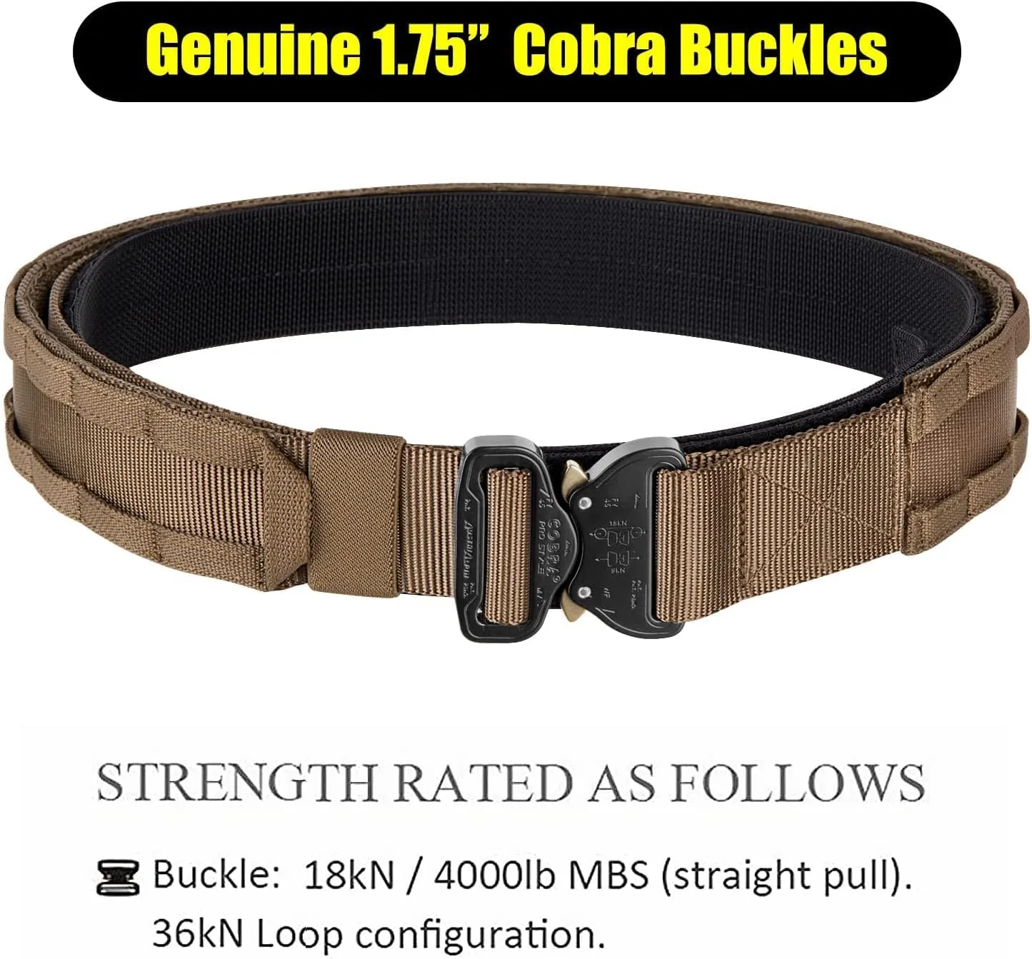 PETAC GEAR Tactical Battle Belt with Cobra Buckle | Heavy Duty Rigger Gun Belts |1.75" Inner Outer Molle Belt.