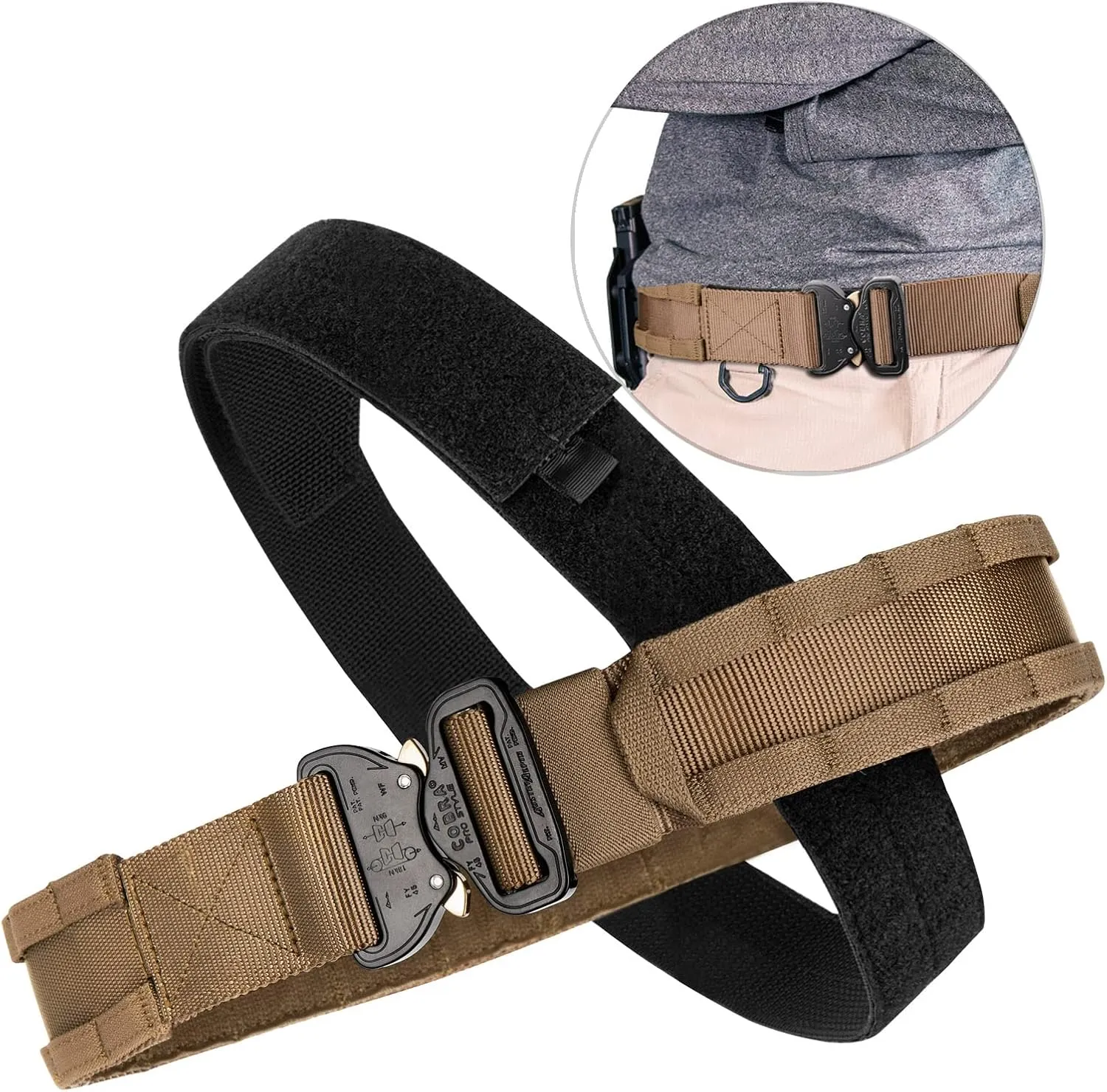 PETAC GEAR Tactical Battle Belt with Cobra Buckle | Heavy Duty Rigger Gun Belts |1.75" Inner Outer Molle Belt.