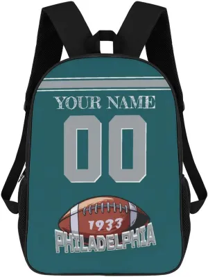 Philadelphia Backpack Custom Name Number Laptop Shoulder Bag Bookbag Personalized Sports Gift for Men Women Boy Girl, 17 Inch