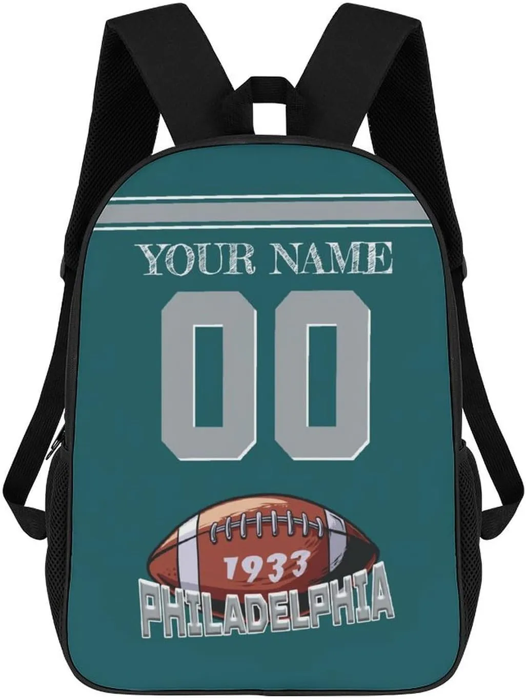 Philadelphia Backpack Custom Name Number Laptop Shoulder Bag Bookbag Personalized Sports Gift for Men Women Boy Girl, 17 Inch