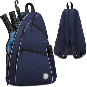 Pickleball Bag | Men's and Women's Pickleball Backpack | Adjustable Sling Bag | Reversible Crossbody Sports Backpack with Colorful Light Reflective