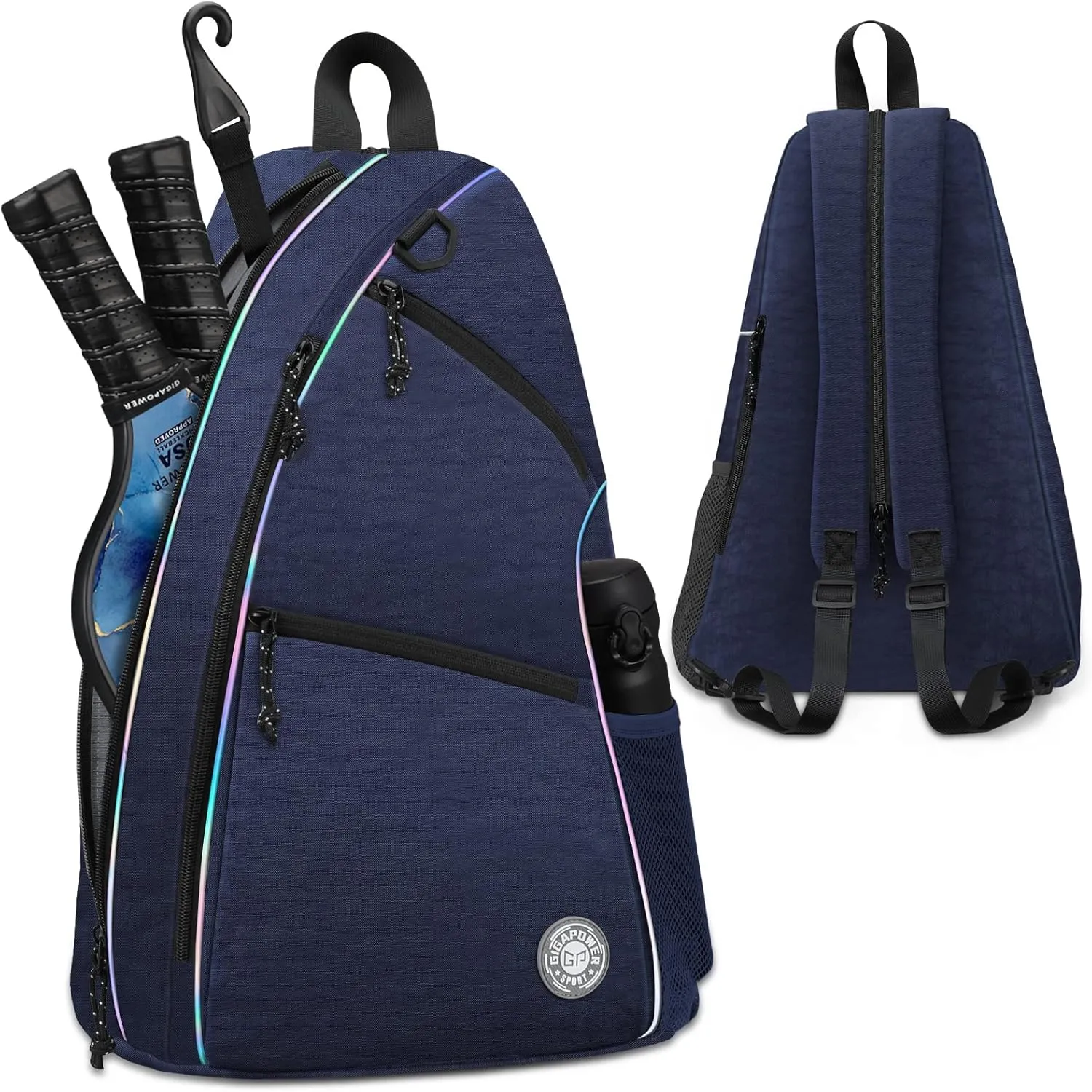 Pickleball Bag | Men's and Women's Pickleball Backpack | Adjustable Sling Bag | Reversible Crossbody Sports Backpack with Colorful Light Reflective