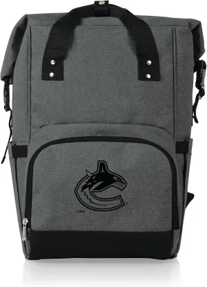 PICNIC TIME NHL OTG Roll-Top Cooler Backpack, Hiking Backpack Cooler, Soft Cooler Bag, (Heathered Gray)