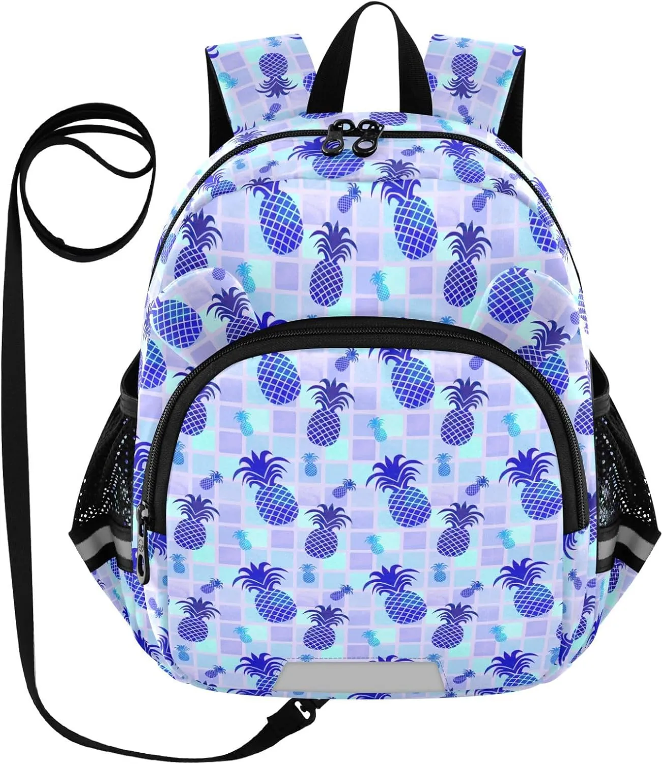 Pineapple Color Preschool Backpack Blue Different Daycare Bookbag School Backpack with Traction Rope for Kids 3-6
