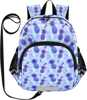 Pineapple Color Preschool Backpack Blue Different Daycare Bookbag School Backpack with Traction Rope for Kids 3-6