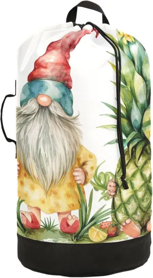 Pineapple Dwarf Laundry Backpack Bag with Drawstring Closure Waterproof Laundry Bag Laundry Hamper Clothes Storage for Travel Laundromat Apartment