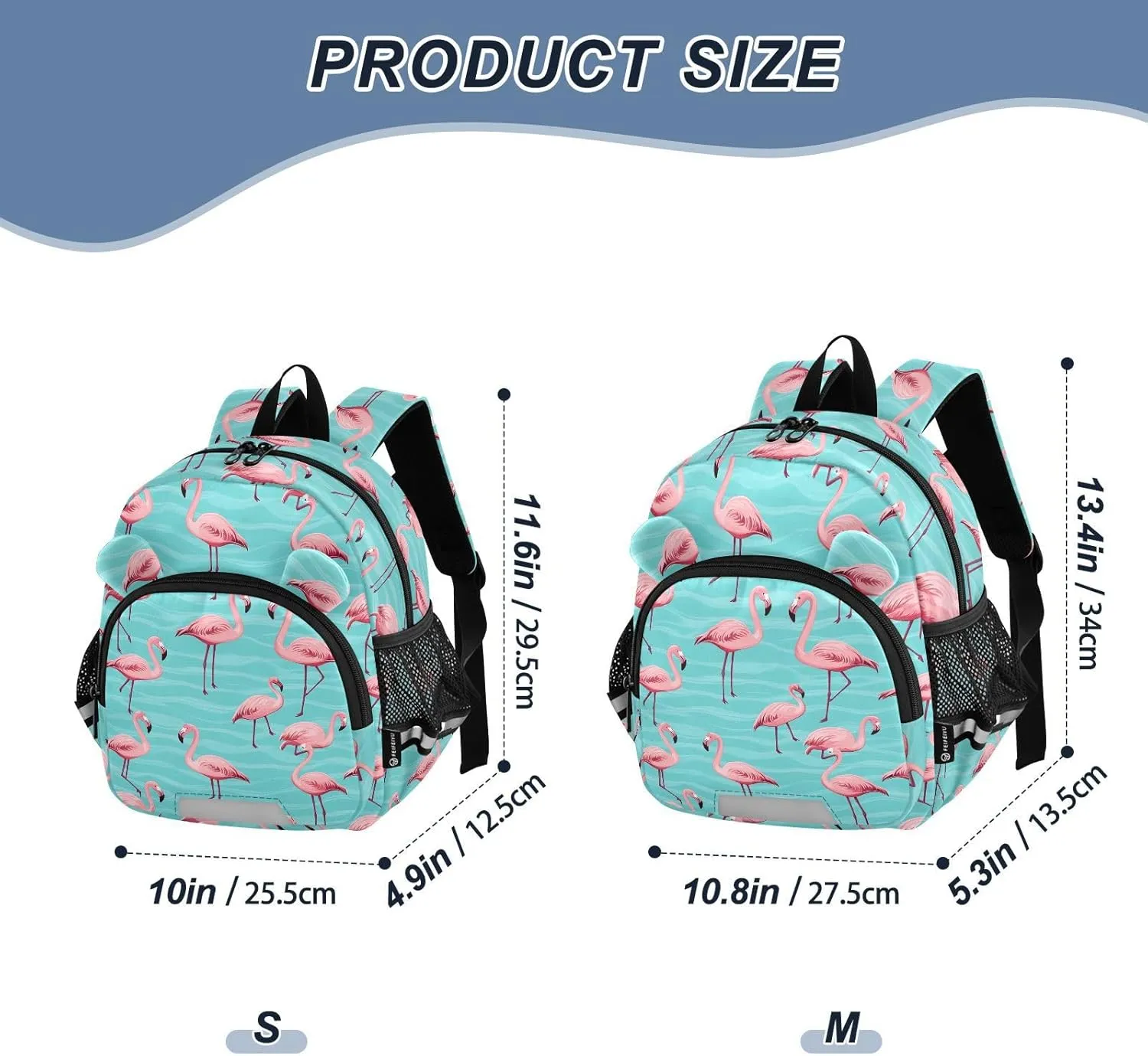 Pink Flamingo Preschool Backpack Turquoise Daycare Bookbag School Backpack with Traction Rope for Kids 3-6