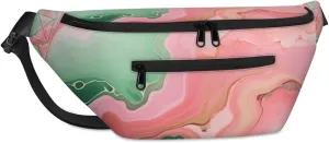 Pink Marble Sling Bag Crossbody Backpack Chest Daypack for Women Sport Travel Hiking Casual Bag Multipurpose Waist Pack With Zipper Closure Adjustable Strap Shoulder Bag