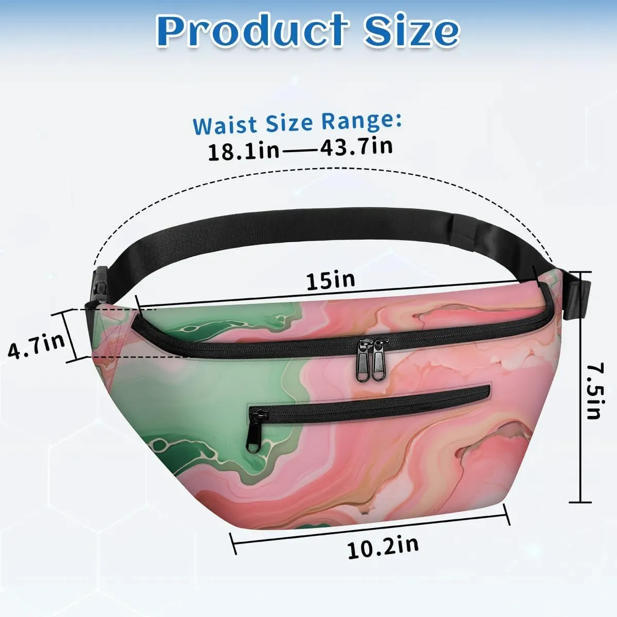 Pink Marble Sling Bag Crossbody Backpack Chest Daypack for Women Sport Travel Hiking Casual Bag Multipurpose Waist Pack With Zipper Closure Adjustable Strap Shoulder Bag