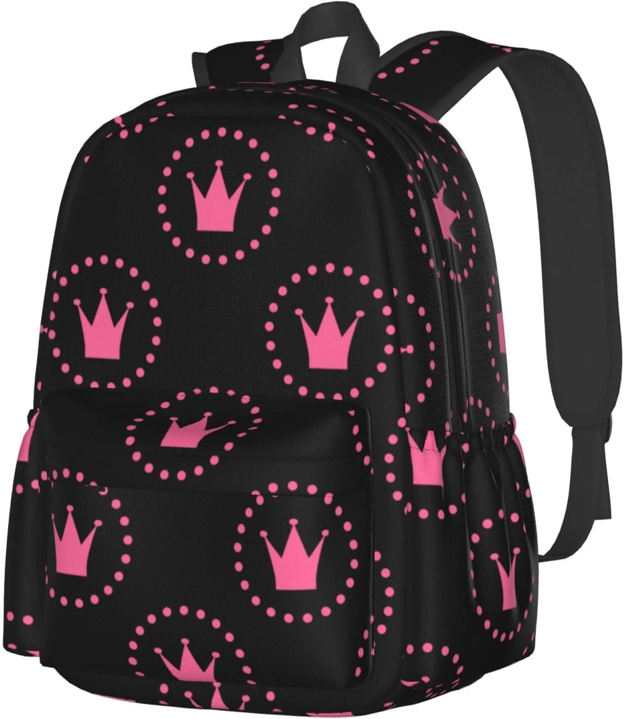Pinks Princess Crown Backpacks 15 Inch Laptop Backpack Multipurpose Double Shoulder Bag for Men Women Gifts