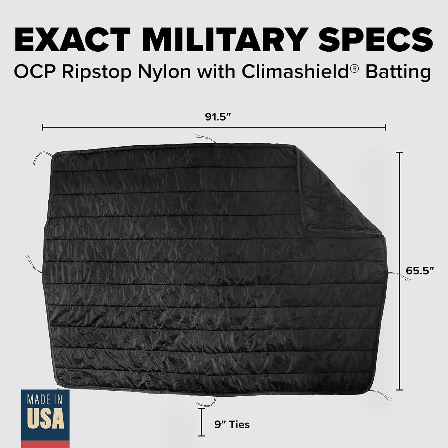 Pinnacle Mercantile Black Edition Woobie Made in USA by Winston-Salem Industries for The Blind All Purpose Poncho Liner Multi Use Nylon Tactical Camping Blanket
