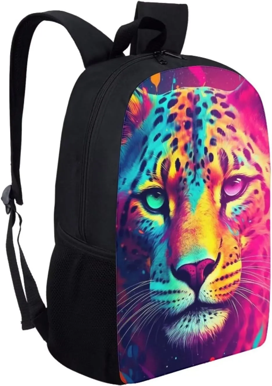 PinUp Angel Aqua Purple Red Cheetah Backpack For School Bag Kids Cool Magical Animal Bag For Children Boys and Girls Bookbag
