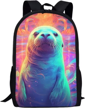 PinUp Angel Aqua Seal Backpack For School Bag Kids Cool Magical Animal Bag For Children Boys and Girls Bookbag