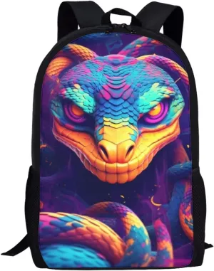 PinUp Angel Colorful Snake School Bag For Kids Backpack Cool Magical Animal Bag For Children Boys and Girls Bookbag
