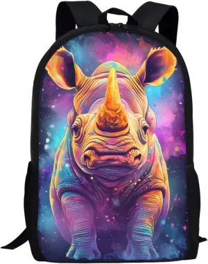 PinUp Angel Yellow Purple Rhinoceros School Bag For Kids Backpack Cool Magical Animal Bag For Children Boys and Girls Bookbag