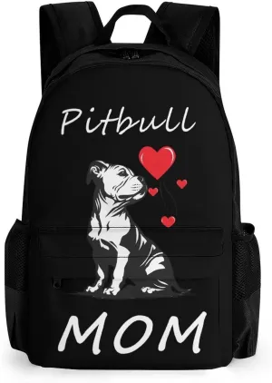 Pitbull Mom Laptop Backpack for Men Women Shoulder Bag Business Work Bag Travel Casual Daypacks