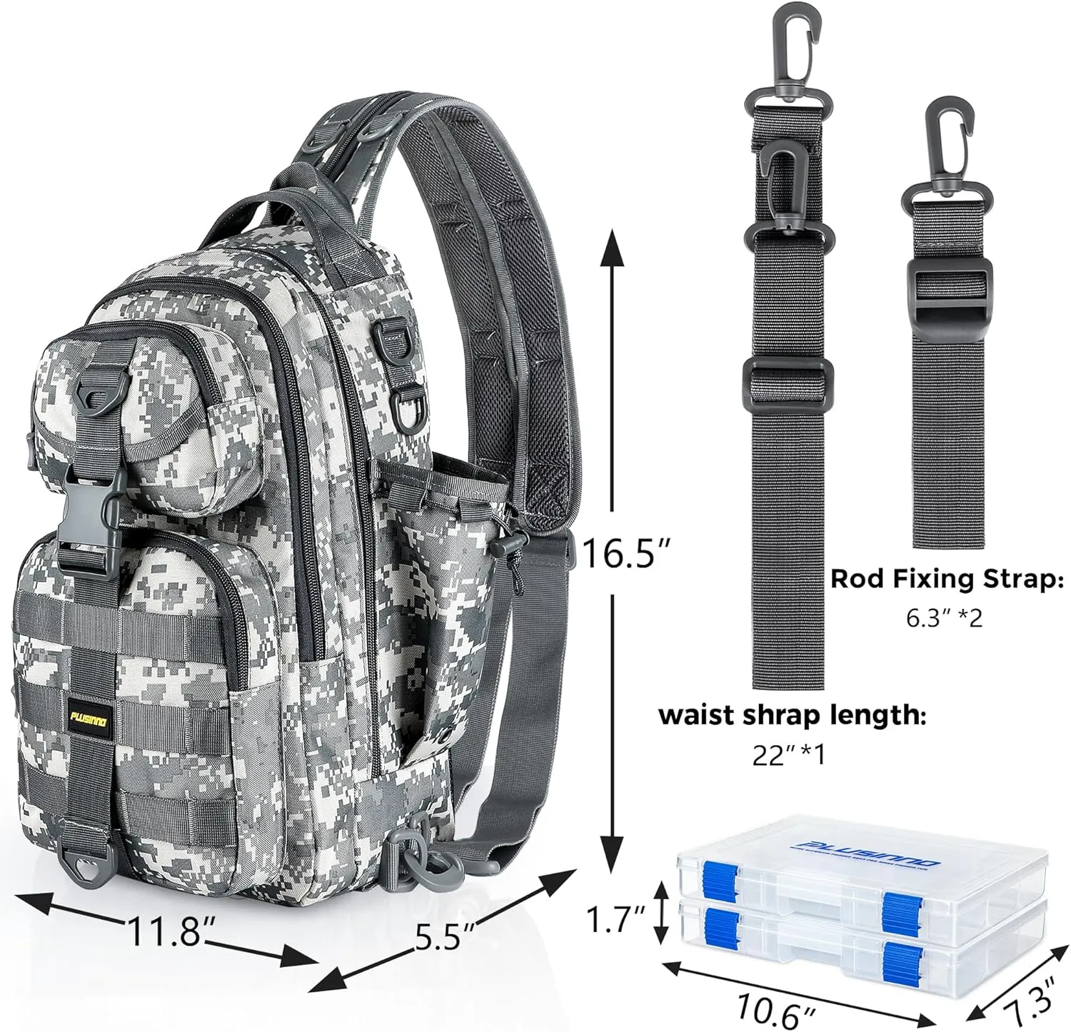 PLUSINNO Fishing Backpack with Rod Holder, Water-Resistant Tackle Bag - Ideal Gifts for Men