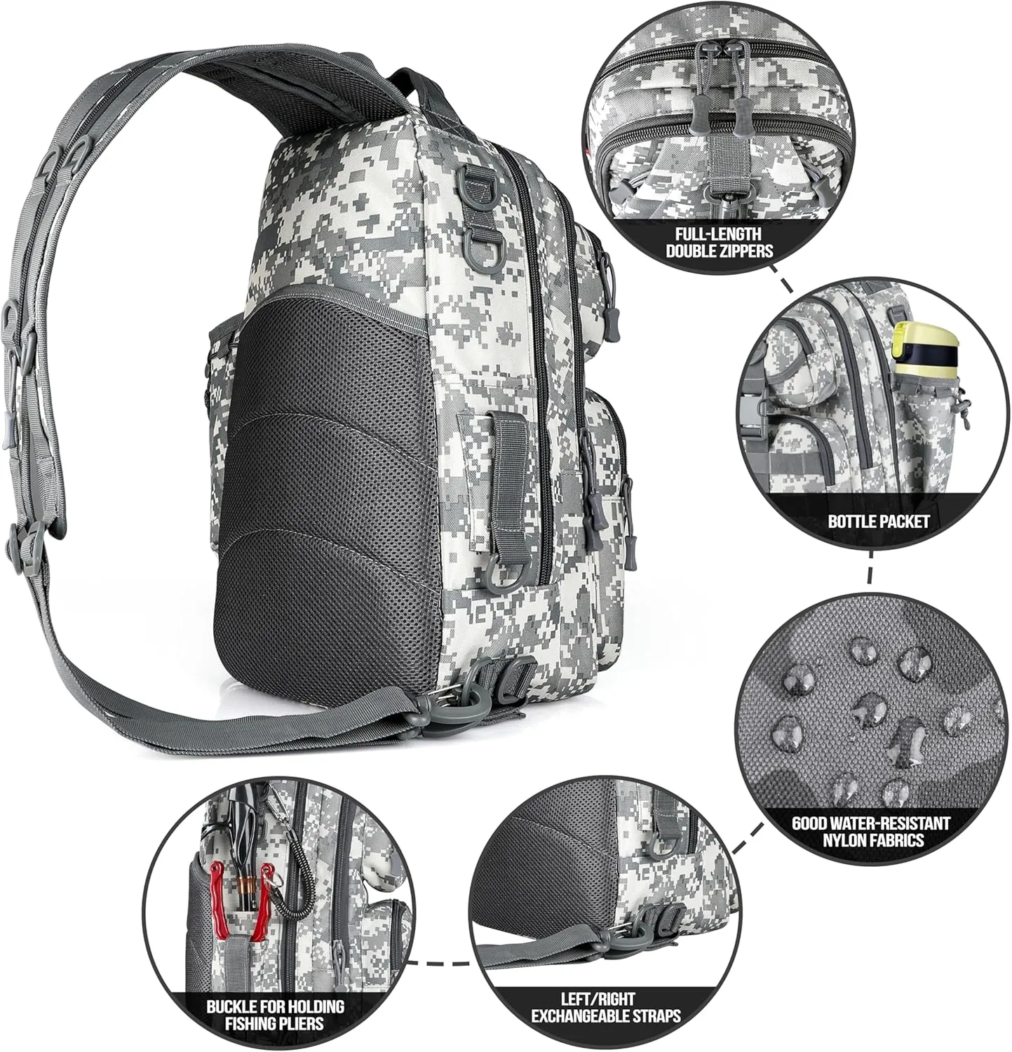 PLUSINNO Fishing Backpack with Rod Holder, Water-Resistant Tackle Bag - Ideal Gifts for Men