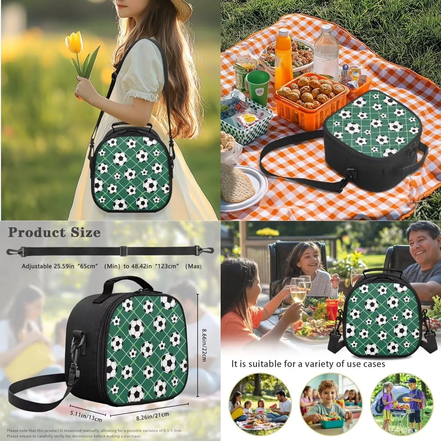 Poceacles 4 PCS Boys Backpack and Lunch Bag Set Preschool Elementary School Bookbag Junior High Middle School Travel Laptop Bag for Teen Girls, Soccer Green